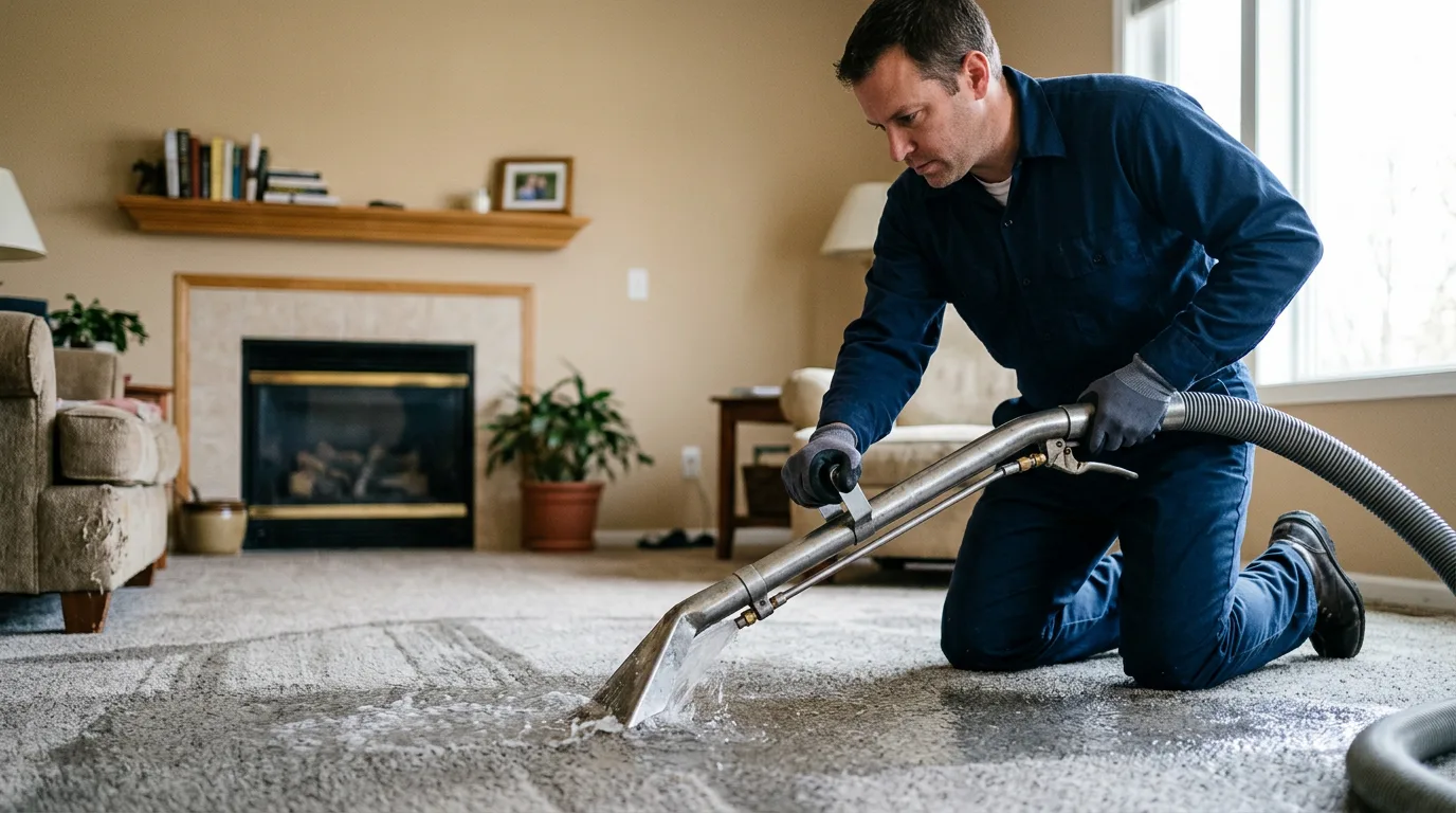 Water damage restoration technician working near North Adams, MI